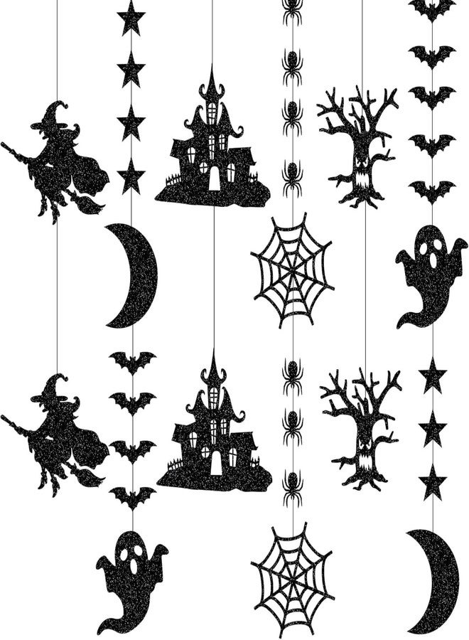 Incrizma Halloween Black Creepy Vintage Party Decorations - 12Pcs Hanging Streamers Garland,Bat Witch Spider Swirl Ceiling Outdoor Indoor Wall Decor Party Props,Porch Room Scary Supplies - Image 1